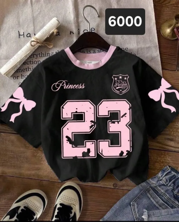 N Leap Crew Camiseta holgada de punto con estampado y lazo, estilo minimalista casual