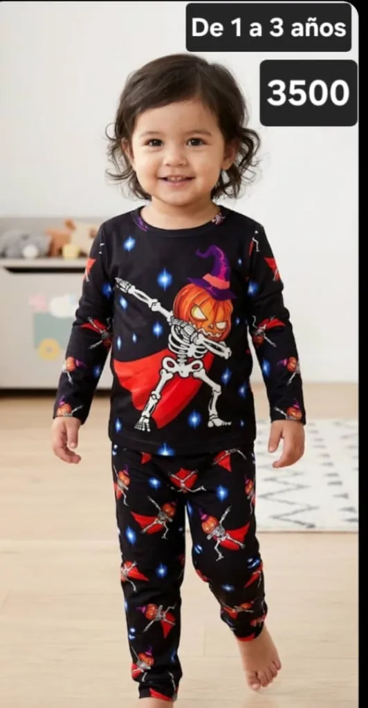Conjunto Infantil de 2 Piezas con Estampado Digital de Halloween,